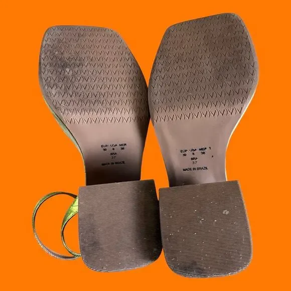 Free People Samara Heels Platform Chunky Ankle Strap Green Size 8 Vicenza - Picture 6 of 7